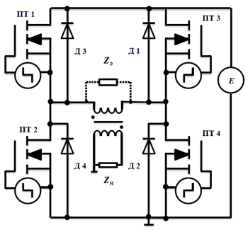 Схема мостового инвертора преобразователя частоты или устройства плавного пуска