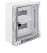 (CP5112) Корпус ударопрочный с АБС-пластика e.plbox.250.330.130.18m.tr.250х330х130мм. IP65 с прозрачной дверью и панелью под 18 модулей. E.NEXT
