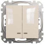 Двоклавішний вимикач з підсвічуванням Schneider Electric Sedna Design бежевий