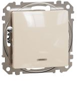 Одноклавішний прохідний вимикач з підсвічуванням Schneider Electric Sedna Design бежевий