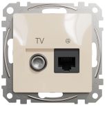 (SDD112469T) Розетка телевизионная и компьютерная TV+RJ45 кат. 6 UTP. Sedna Design. бежевый. Schenider Electric (SDD112469T) Розетка телевизионная и компьютерная TV+RJ45 кат. 6 UTP. Sedna Design. бежевый. Schenider Electric