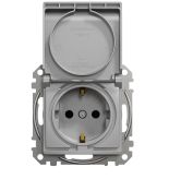Розетка із з к зі шторками та з кришкою Schneider Electric Sedna Design алюміній