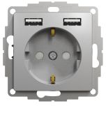 Розетка із заземленням 2 Schneider Electric USB тип А Sedna Design алюміній