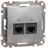(SDD113452) Двойная компьютерная розетка RJ45 кат. 5е UTP. Sedna Design. алюминий. Schenider Electric