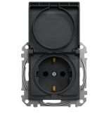 Розетка із з к зі шторками та з кришкою Schneider Electric Sedna Design чорний