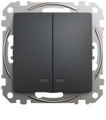 Двоклавішний вимикач з підсвічуванням Schneider Electric Sedna Design чорний