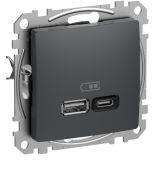 Розетка Schneider Electric USB тип A C 3A 45 Вт Sedna Design чорний