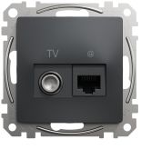 (SDD114469T) Розетка телевизионная и компьютерная TV+RJ45 кат. 6 UTP. Sedna Design. чёрный. Schenider Electric (SDD114469T) Розетка телевизионная и компьютерная TV+RJ45 кат. 6 UTP. Sedna Design. чёрный. Schenider Electric
