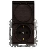 Розетка з з к зі шторками і з кришкою Schneider Electric Sedna Elements венге