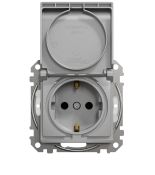 (SDD213024) Розетка с з/к со шторками и с крышкой IP44 Sedna Design. алюминий. Schenider Electric