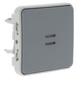 (069513) Механизм выключателя на два направления с подсветкой IP55 Plexo серый. Legrand