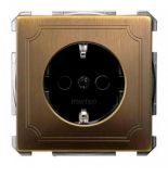 MTN2300-4143 (MTN2300-4143) Механизм розетки с защитными шторками и заземлением Merten Shuko. 2 полюса. 16А. античная латунь. Schneider Electric