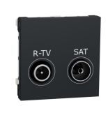 (NU345530) Механизм розетка TV/R SAT (телевизионная &amp; радио) оконечная. 2 модуля. UNICA NEW алюминий. Schneider Electric