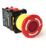 (PB0-AS542-24L) Кнопка управления Грибок с поворотом. с подсветкой 24V.. красный. Plastim