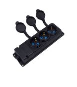 Розетка каучукова триместна стаціонарна 3KMP 2Р РE 16А IP44 Bylion 403358 чорна