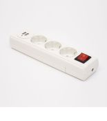 Колодка подовжувача з кнопкою 3 гнізда з з до та 2 USB LEE 703930