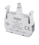 (B5) Блок-контакт подсветки с белым светодиодом 12-30 В AC/DC для серии B. EMAS (B5) Блок-контакт подсветки с белым светодиодом 12-30 В AC/DC для серии B. EMAS