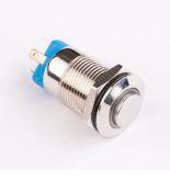 (511006с) Кнопка металлическая КНМ-12-HJ-E-Z 220V 1NO высокая с фиксацией. голубой. TAKEL