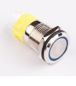 (511180с) Кнопка металлическая КНМ-19-FJ-E-Z 220V 1NO1NC плоская с фиксацией. синий. TAKEL