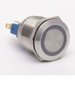Кнопка металева КНМ 22 TAKEL FJ E 220V 1NO1NC плоска блакитна