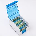 Шини в корпусі крос модуль 4х7 чотирирядна на 4 7 отвори 125А TAKEL 502973 Синя