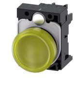 (3SU1106-6AA30-1AA0) Световой индикатор с гладким светофильтром. со встроенным светодиодом серия 3SU. AC 230V. желтый. пластик. SIEMENS