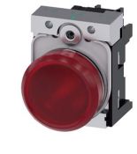 (3SU1152-6AA20-1AA0) Световой индикатор с гладким светофильтром. со встроенным светодиодом серия 3SU. AC/DC 24V. красный. метал. SIEMENS