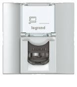 78629 (78629) Розетка информационная проходная RJ45 проход кат.6А STP. (2модуля). серия MOSAIC. алюминий. Legrand