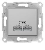 (SDN2710260) Розетка USB 2.1 А серии Sedna Титановый. Schneider Electric SDN2710260 (SDN2710260) Розетка USB 2.1 А серии Sedna Титановый. Schneider Electric
