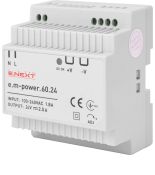 Джерело живлення E.NEXT e.m power.60.24 P 60 Вт Uвх 88 264V AC 124 370V DC Uвих 21.6 26.4 V DC