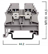 (304140) Клемма для проводов винтовая на DIN-рейку 6 мм2 серая. Klemsan