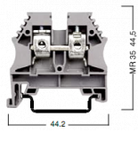 (304150) Клемма для проводов винтовая на DIN-рейку 10 мм2 серая. Klemsan