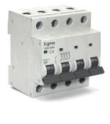(6SM404С) Автоматический выключатель 6SM404С 4P. In=4А. Кривая С 6 кА. SIGMA