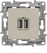 (672394) Розетка двойная для зарядки USB ETIKA слоновая кость. Legrand