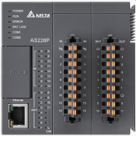 (AS228P-A) Процессорный модуль серии AS. 64K шагов. 16DI/12DO (PNP). RS485. Ethernet. CANopen. Delta