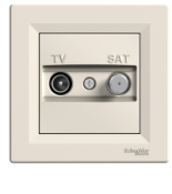 Розетка TV/SAT (телевизионная + спутниковая) оконечная ASFORA слоновая кость EPH3400123 Розетка TV/SAT (телевизионная + спутниковая) оконечная ASFORA слоновая кость