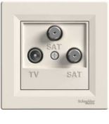 Розетка Schneider Electric TV SAT телевізійна 2 супутникових крайова ASFORA слонова кістка EPH3600123 Розетка Schneider Electric TV SAT телевізійна 2 супутникових крайова ASFORA слонова кістка