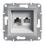 EPH4900161 Розетка «телефон&amp;интернет» RJ12&amp;RJ45 кат5e UTP ASFORA алюминий