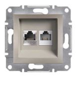 Розетка «телефон&интернет» RJ12&RJ45 кат5e UTP ASFORA бронза EPH4900169 Розетка «телефон&интернет» RJ12&RJ45 кат5e UTP ASFORA бронза