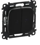 752919 Двухклавишный переключатель Valena ALLURE 10АХ 250В с подсветкой.графит.Legrand