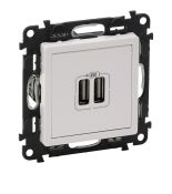 753412 Двойная розетка для зарядки USB.Valena LIFE .белый.Legrand