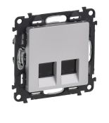 Двойная компьютерная розетка RJ45 кат6 UTP Valena LIFE.алюминий .Legrand 753643 Двойная компьютерная розетка RJ45 кат6 UTP Valena LIFE.алюминий .Legrand