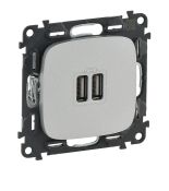 Розетка подвійна для зарядки Legrand USB Valena ALLURE алюміній