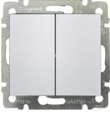 Двухклавишный проходной выключатель IP44. белый. Legrand Valena 770098 Двухклавишный проходной выключатель IP44. белый. Legrand Valena
