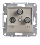 Розетка Schneider Electric TV SAT телевізійна 2 супутникових крайова ASFORA бронза EPH3600169 Розетка Schneider Electric TV SAT телевізійна 2 супутникових крайова ASFORA бронза