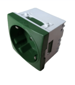 (24542) Модульная розетка 45х45 с заземлением, для установки в люк, кабель-канал, настенный бокс, зеленый, DLX