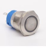 (511196к) Кнопка металлическая КНМ-19-FJ-E 9-24V 1NO1NC плоская. красный. TAKEL
