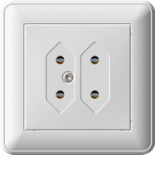 (RS6-253-18) Розетка под плоские вилки серия Wessen W59 в сборе белая. Schneider Electric
