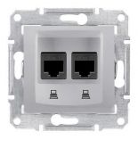 Двойная компьютерная розетка RJ45 категория 5е неэкранированная UTP Sedna алюминий SDN4400160 Двойная компьютерная розетка RJ45 категория 5е неэкранированная UTP Sedna алюминий