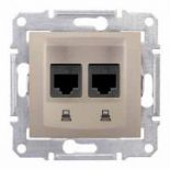 Двойная компьютерная розетка RJ45 категория 5е экранированная STP Sedna титан SDN4600168 Двойная компьютерная розетка RJ45 категория 5е экранированная STP Sedna титан